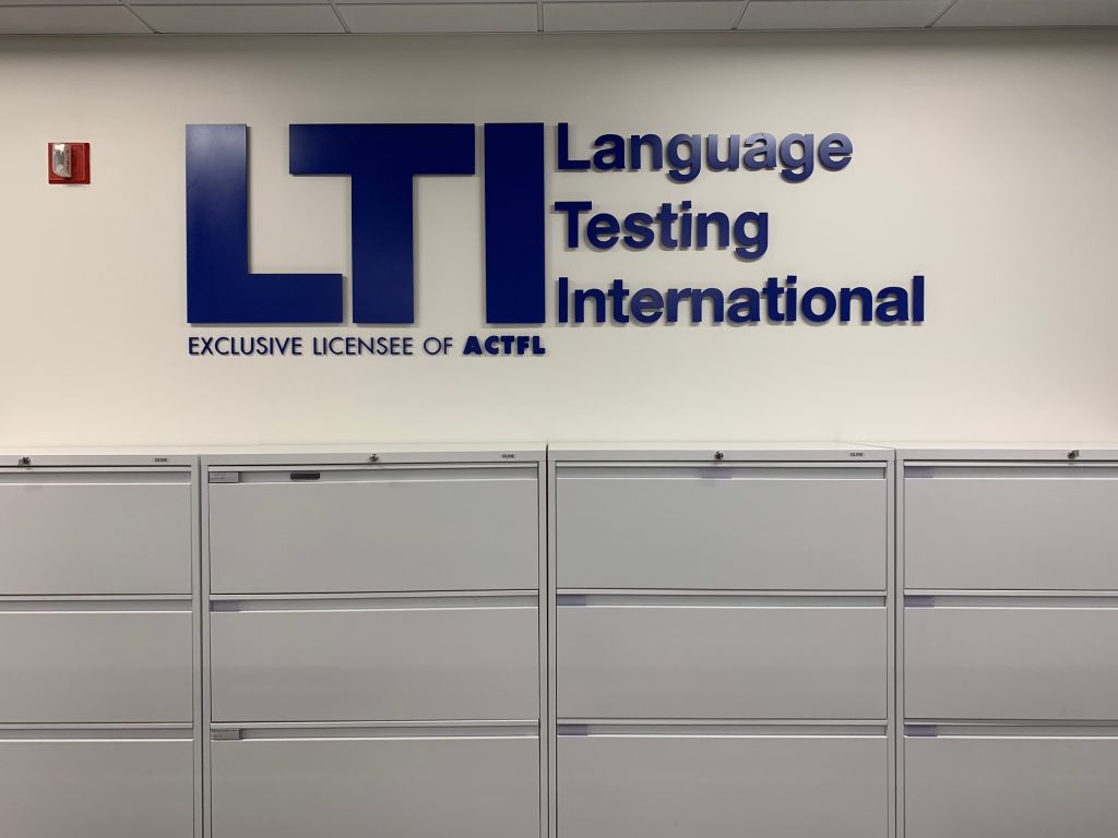 Language testing international custom sign for lobby in New York